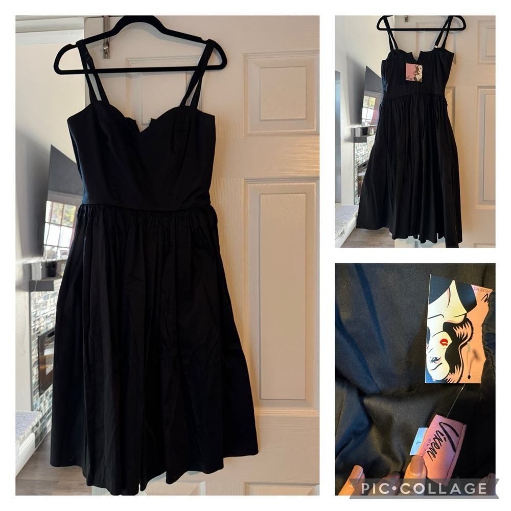 L- SWEETHEART SWING DRESS IN RAVEN BLACK - VIXEN BY MICHELINE PITT